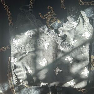 Divided Black and White Butterfly Camisole